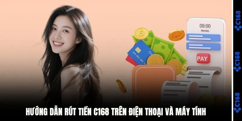 Hướng dẫn rút tiền C168 trên điện thoại và máy tính